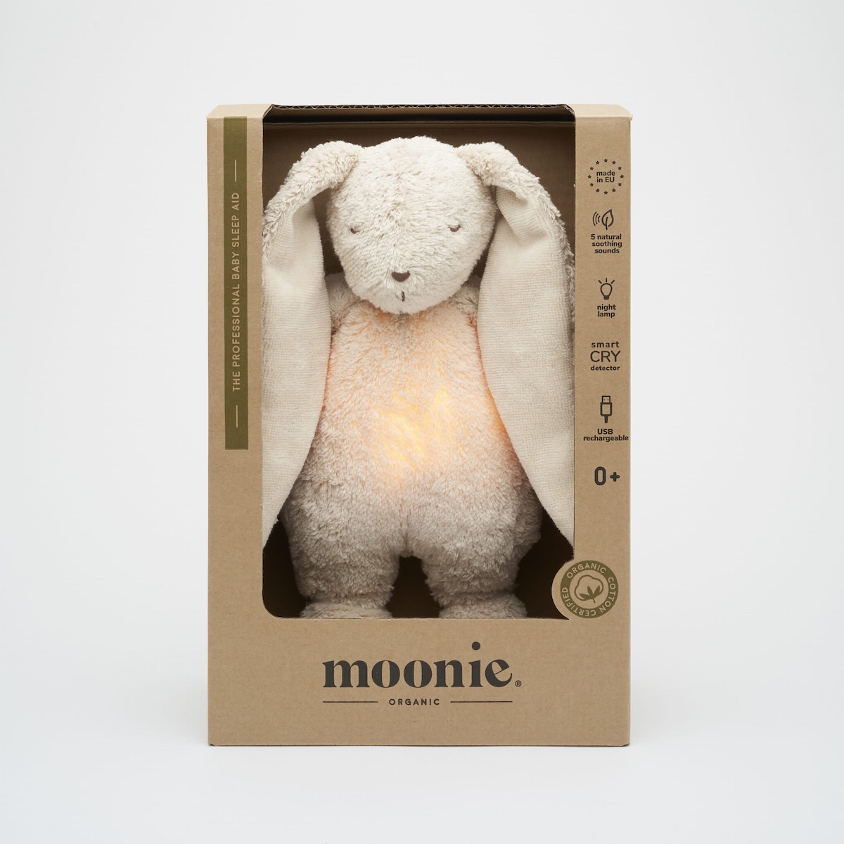 Doudou-veilleuse The Humming Bunny Moonie Sand Natur 2.0