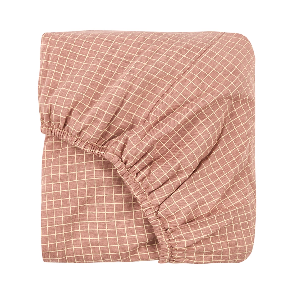 Drap housse 70x140cm STORIES Édition limitée Nobodinoz pink cream grid