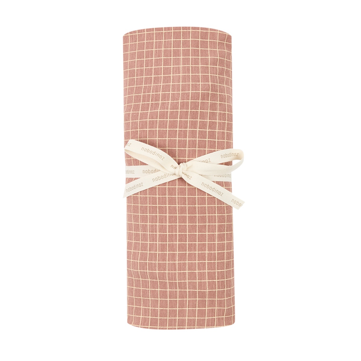 Drap housse 70x140cm STORIES Édition limitée Nobodinoz pink cream grid