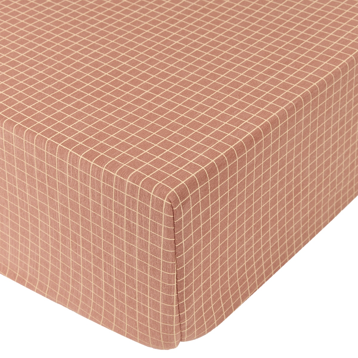 Drap housse 70x140cm STORIES Édition limitée Nobodinoz pink cream grid