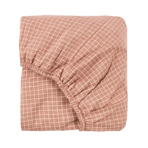 Drap housse 70x140cm STORIES Édition limitée Nobodinoz pink cream grid
