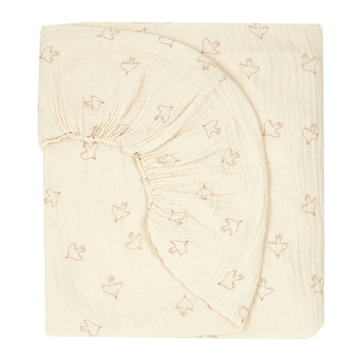 Drap housse 70x140cm WABI SABI Nobodinoz brown hoshi birds
