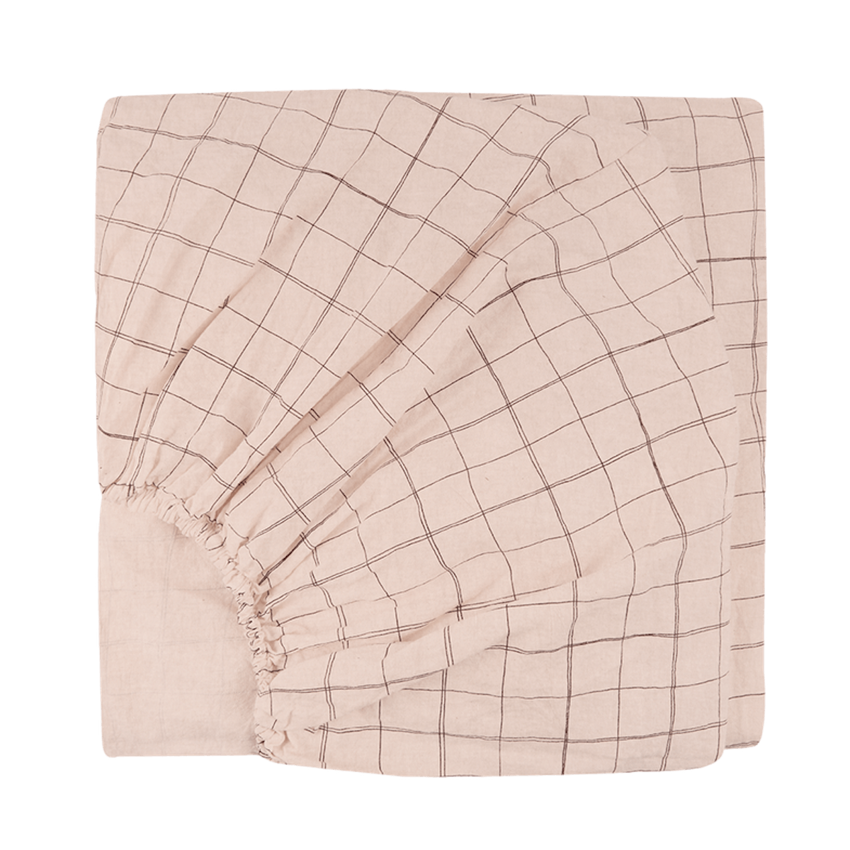 Drap housse bébé 70x100cm SHEET WASHED cotton Nobodinoz mauve pink grid