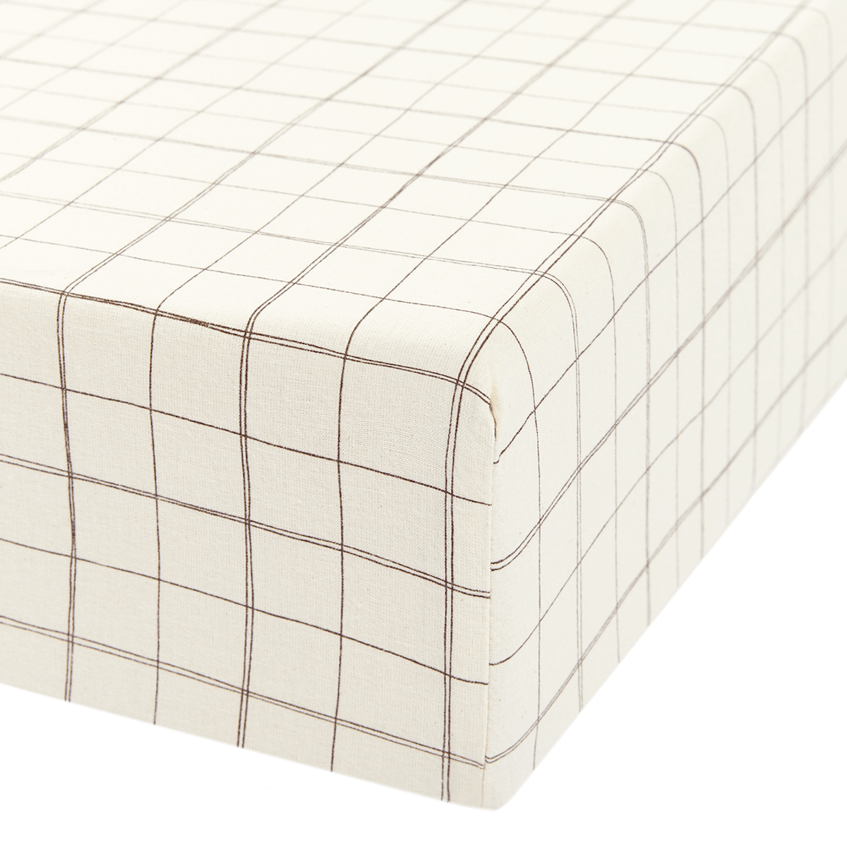 Drap housse bébé 70x100cm SHEET WASHED cotton Nobodinoz natural grid