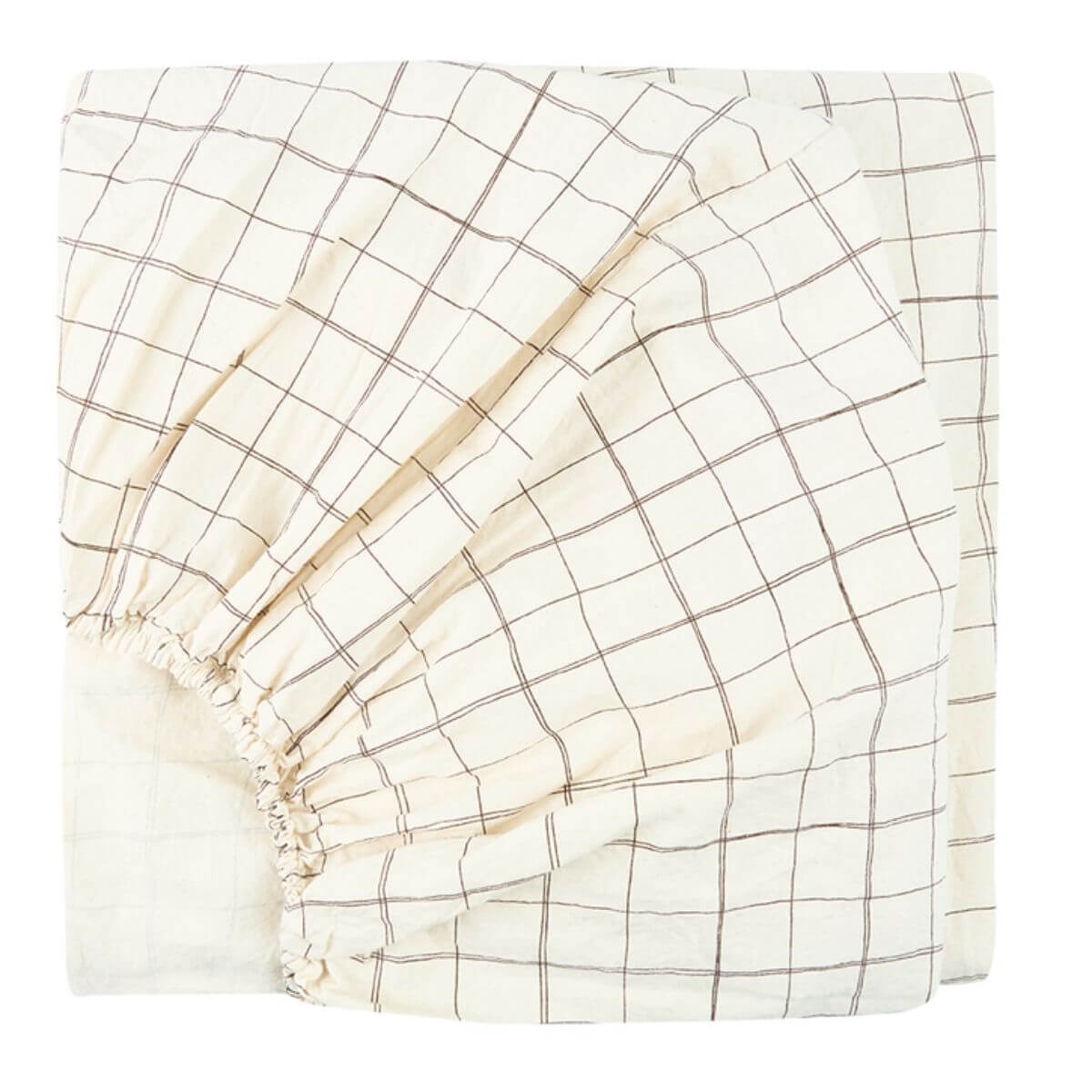 Drap housse bébé 70x100cm SHEET WASHED cotton Nobodinoz natural grid