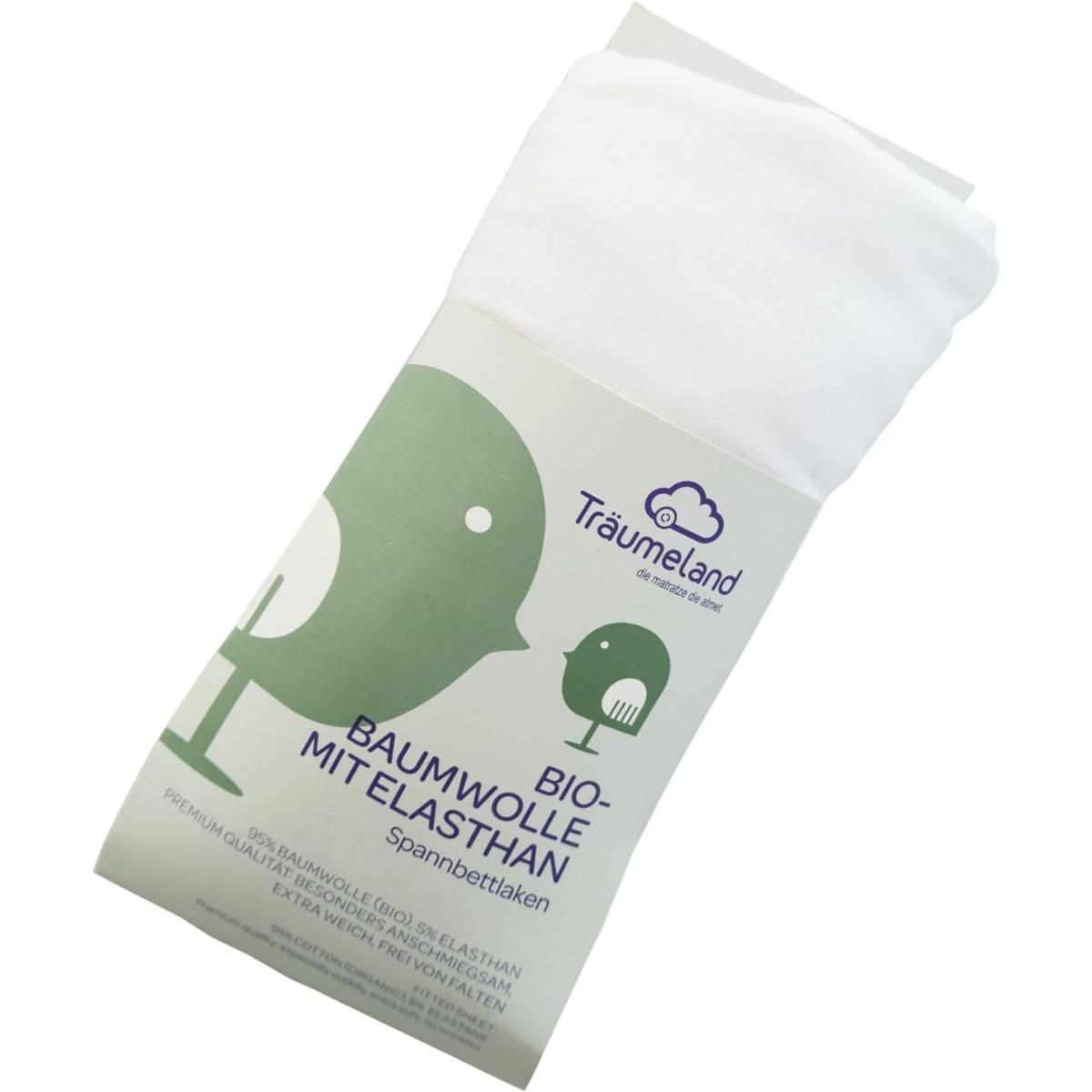 Drap housse ORGANIC cotton 120/140x200cm Traumeland white
