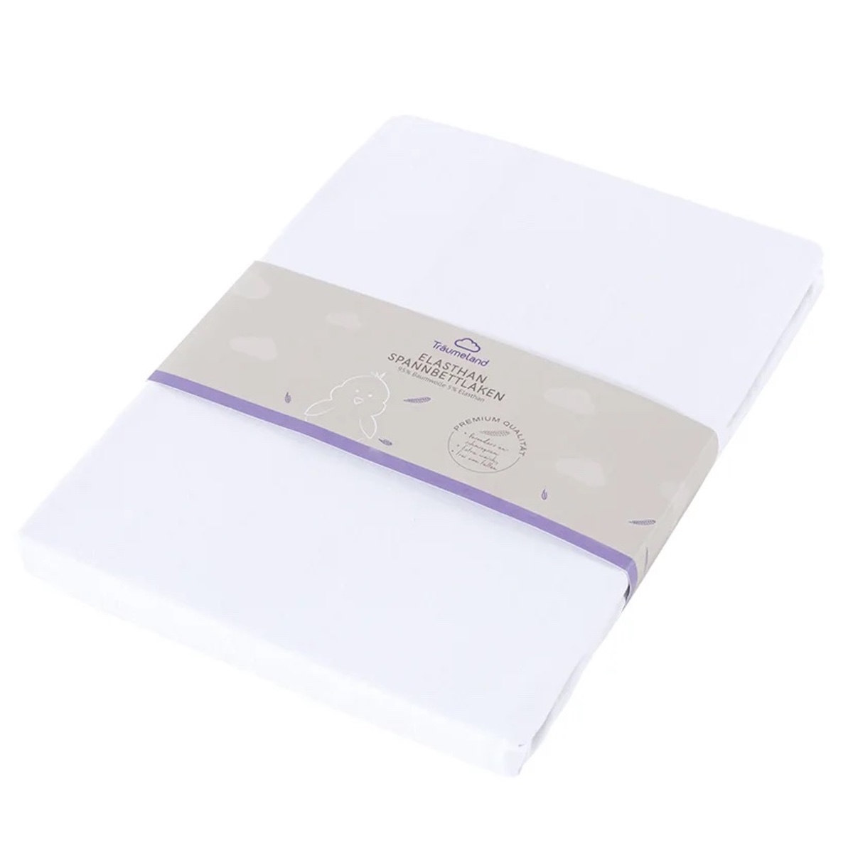 Drap housse PREMIUN en élasthanne  65x112 + 70x122cm Traumeland blanc