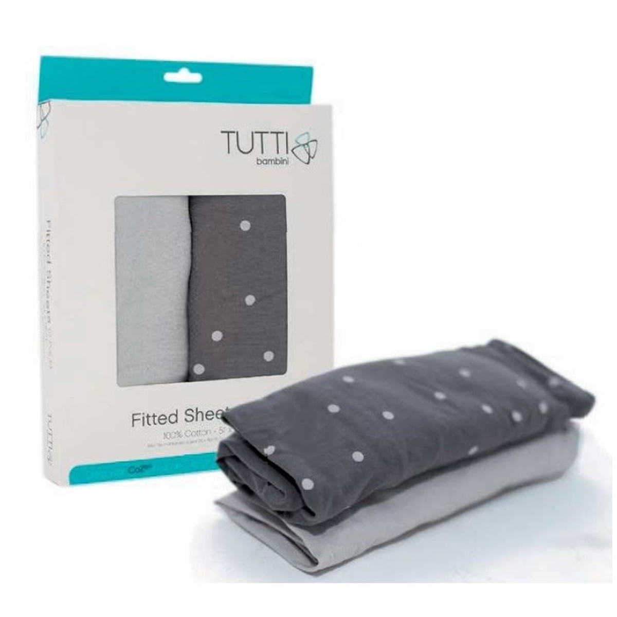 Draps-housses pack 2 Tutti bambini Grey-grey spots