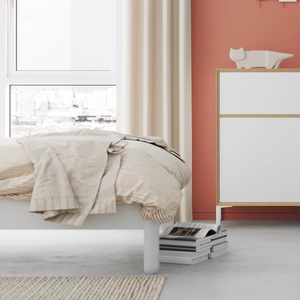 Einzelbett mit Kopfteil 120x200cm NAIT Müller Small Living Offwhite