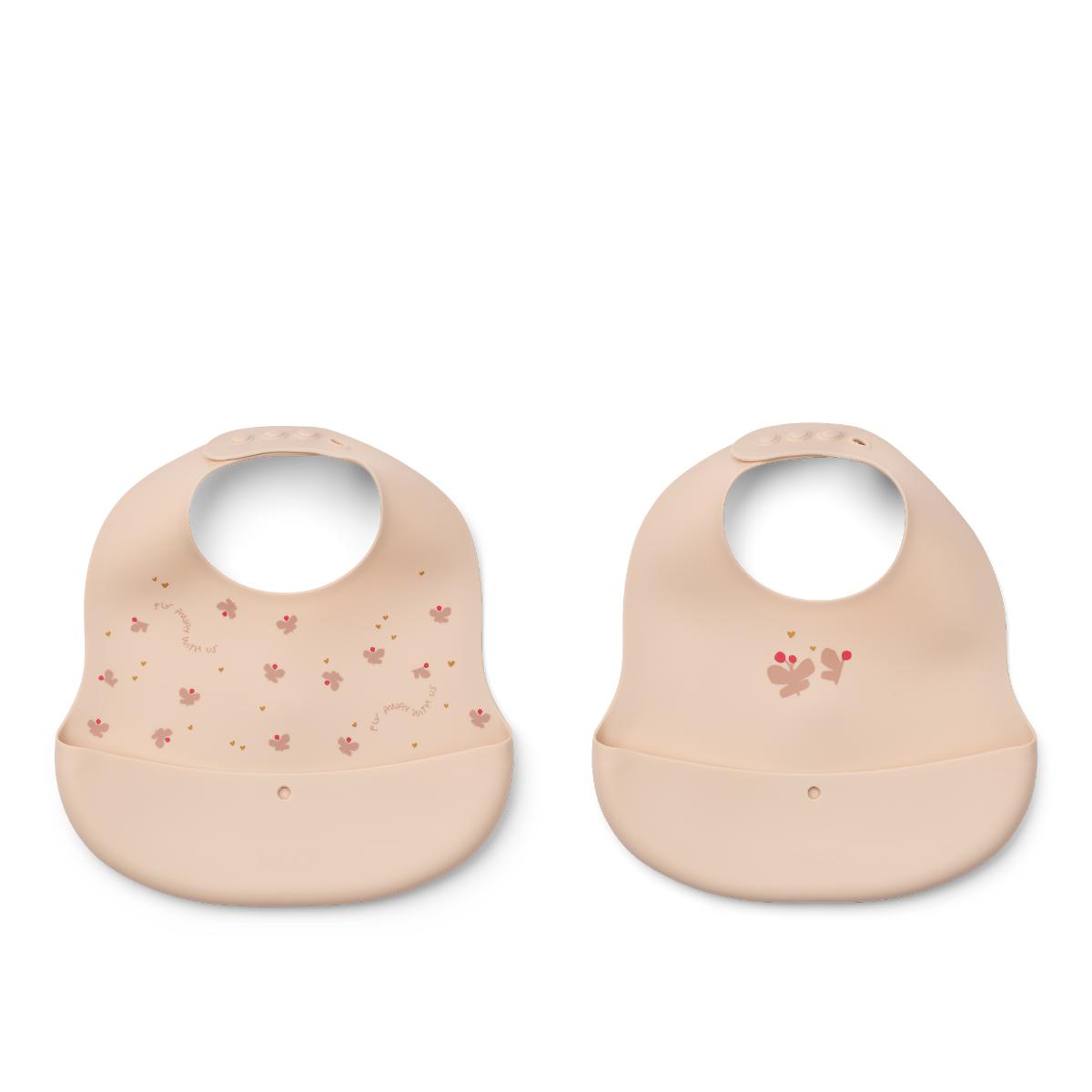 Ember Printed Bib 2-pack Liewood Mini Butterfly Apple blossom