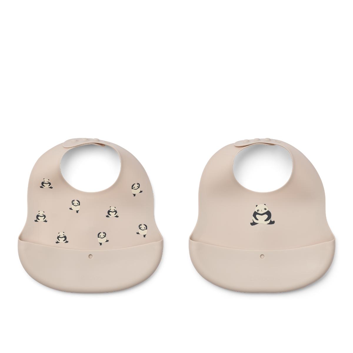 Ember Printed Bib 2-pack Liewood Panda Sandy