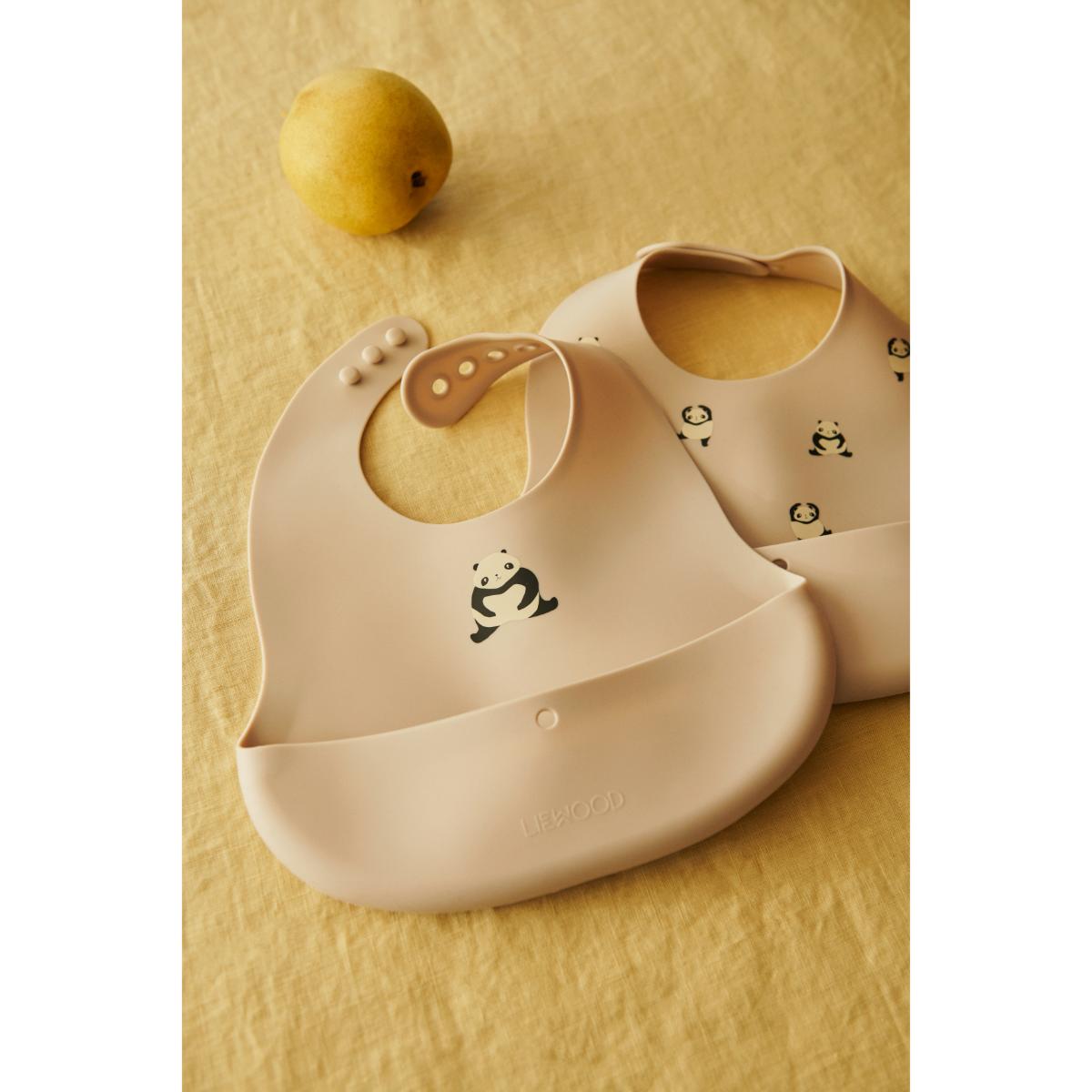 Ember Printed Bib 2-pack Liewood Panda Sandy