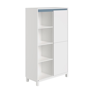 Étagère 2 portes à droite 4 compartiments ouverts OLLI Paidi blanc bleu mat