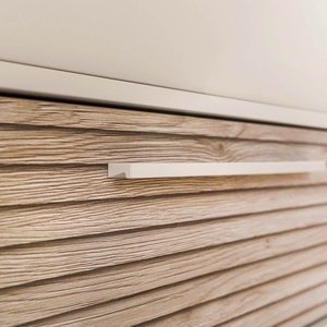 Étagère étroite 1 tiroir 3 compartiments ouverts EEFJE Paidi Beige cashmere-chêne