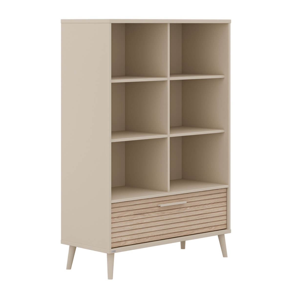 Étagère large 1 tiroir 6 compartiments ouverts EEFJE Paidi Beige cashmere-chêne