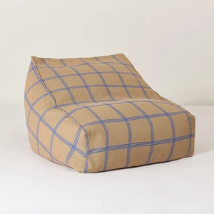 Fauteuil-pouf VIBES Nobodinoz Brown blue windowpane