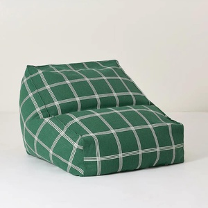 Fauteuil-pouf VIBES Nobodinoz Green white windowpane