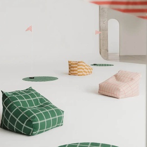 Fauteuil-pouf VIBES Nobodinoz Mustard and sand tiles