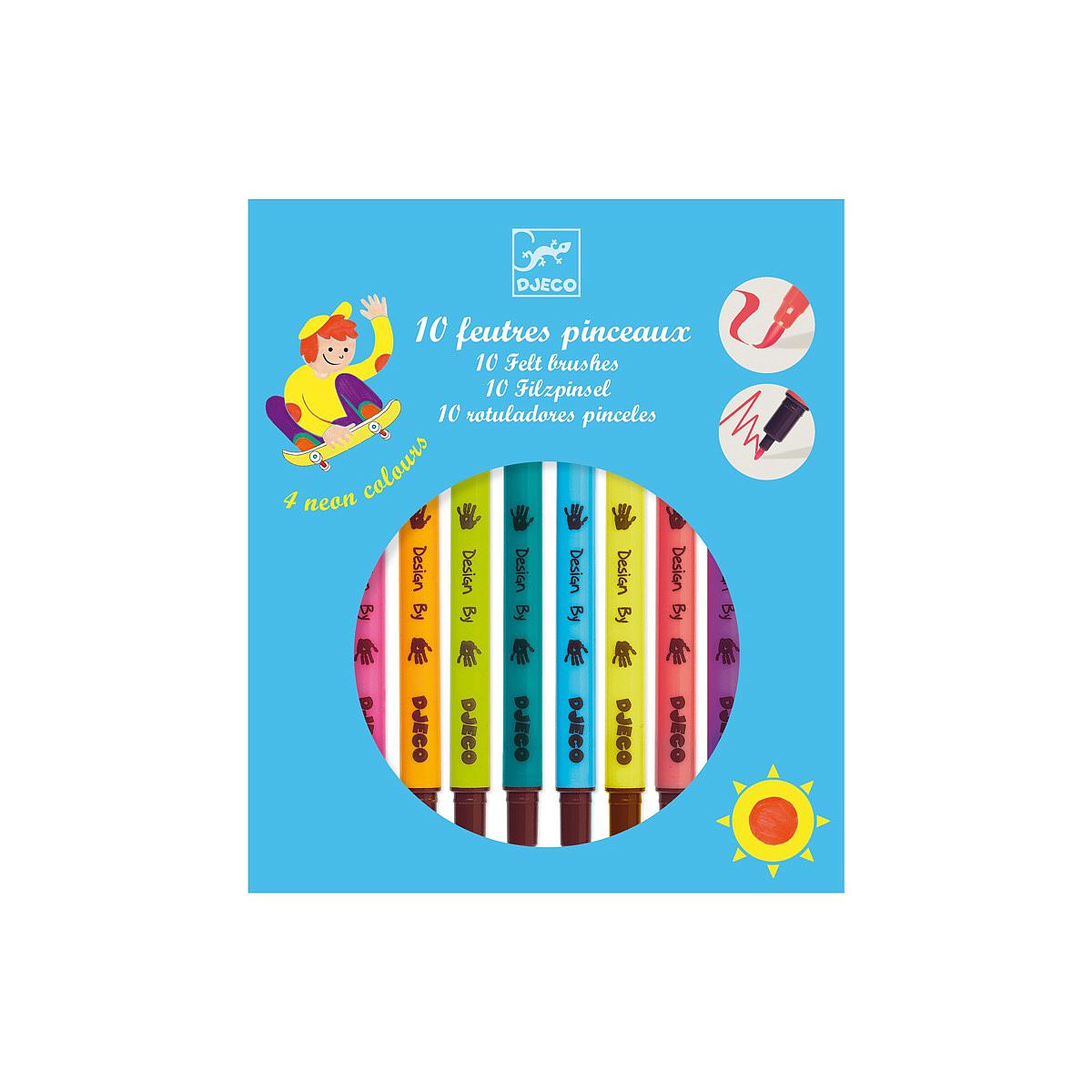 Feutres pinceaux pop-par 10 LES COULEURS POUR LES GRANDS Djeco