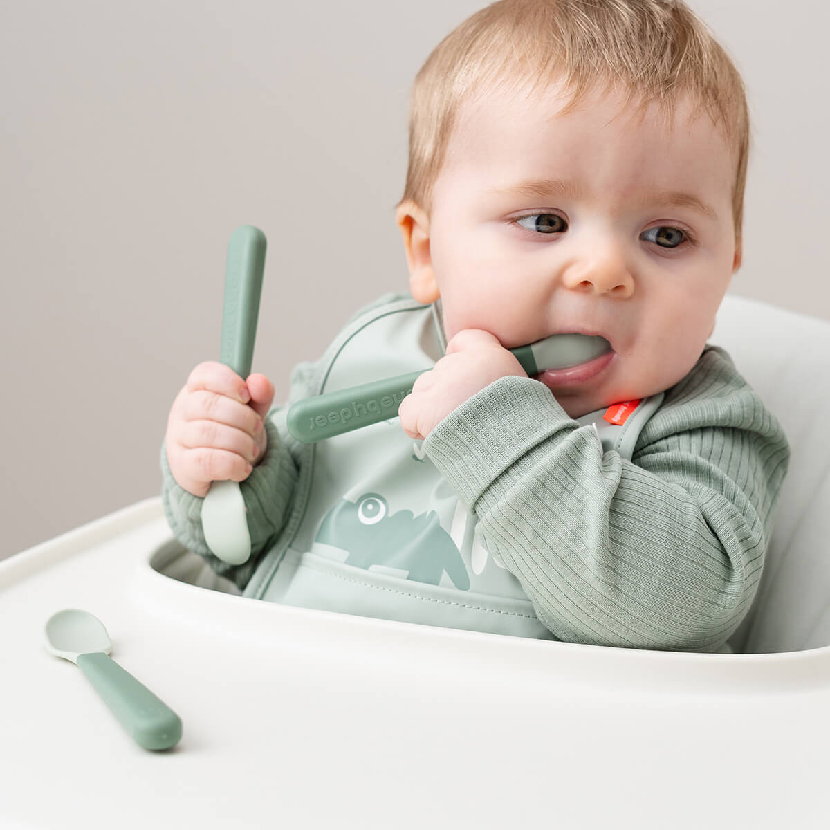 Foodie easy-grip baby spoon 3-pack Done by deer Green
