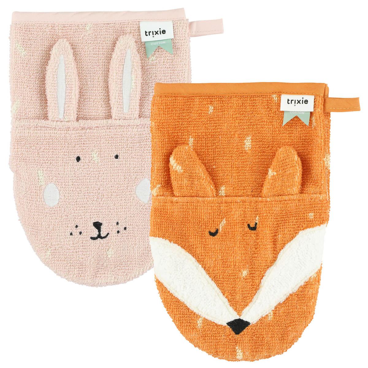 Gant de toilette pack 2 MRS RABBIT MR. FOX Trixie