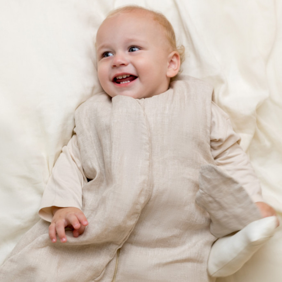 Gigoteuse 0-6M mi-saison LIN FRANÇAIS Nobodinoz Greige