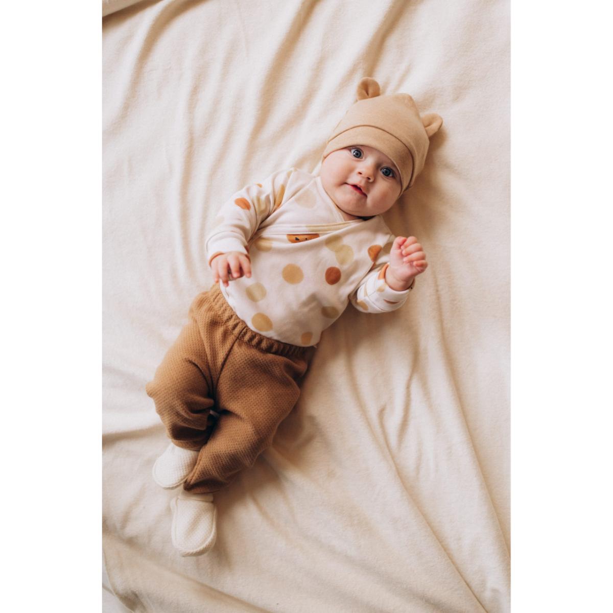 Gorro bebé TEDDY 38-40cm Wooly Organic canalé light brown