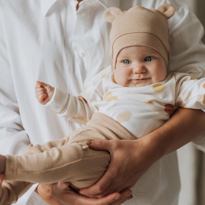 Gorro bebé TEDDY 38-40cm Wooly Organic canalé light brown