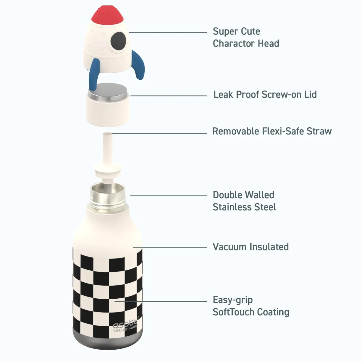 Gourde enfant 460ml ROCKET CHECKER Bestie by Asobu