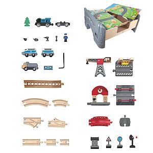 Grand circuit de train avec table de jeu Hape