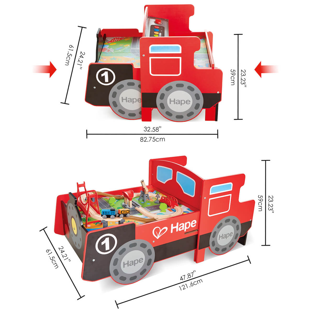 Grand circuit de train avec table LOCOMOTIVE Hape