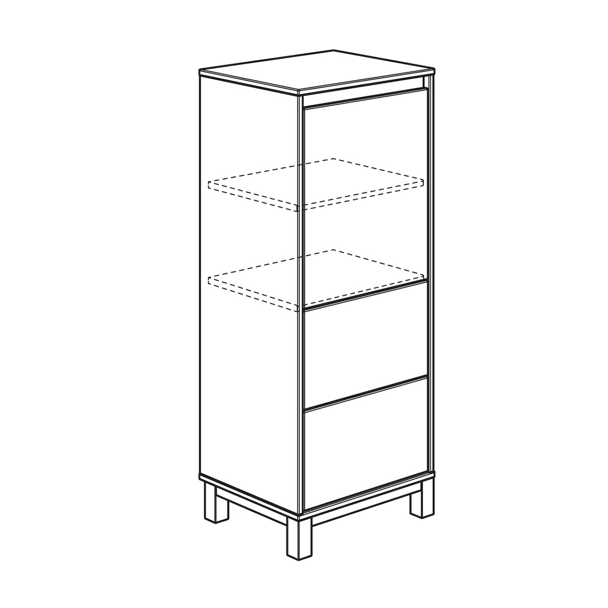 Highboard 1 portes 2 tiroirs OLLI Paidi bleu mat