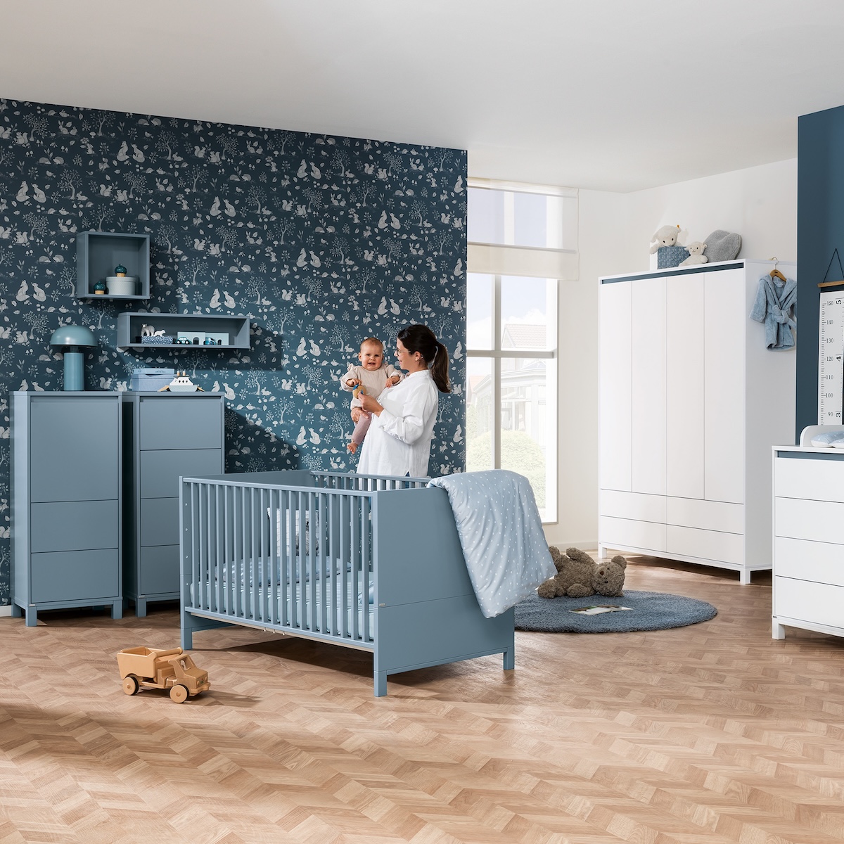 Highboard 1 portes 2 tiroirs OLLI Paidi bleu mat