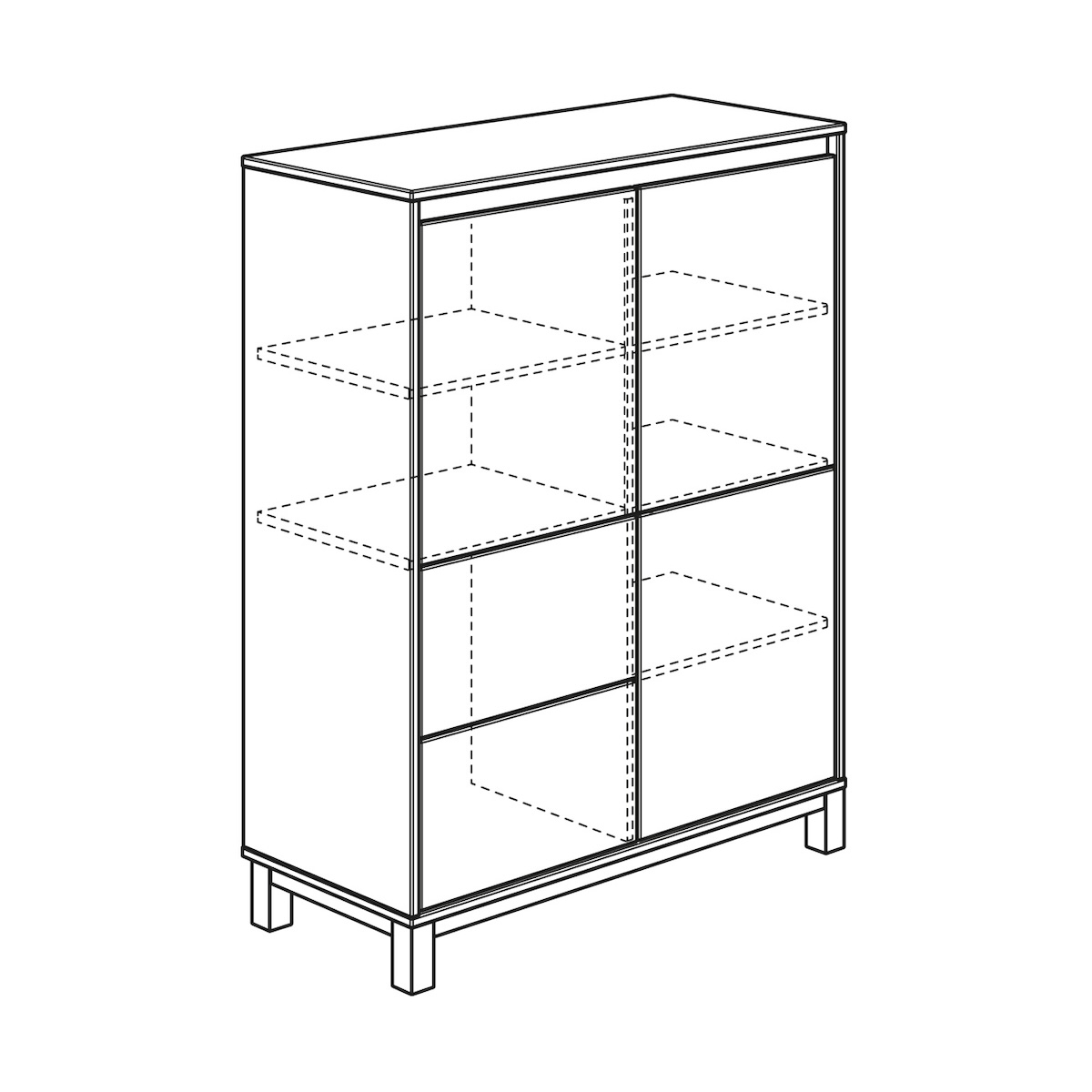 Highboard 2 portes 2 tiroirs OLLI Paidi bleu mat