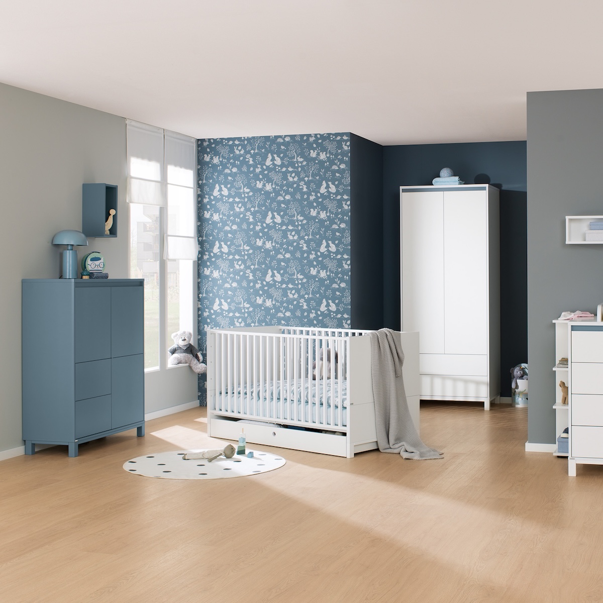 Highboard 2 portes 2 tiroirs OLLI Paidi bleu mat