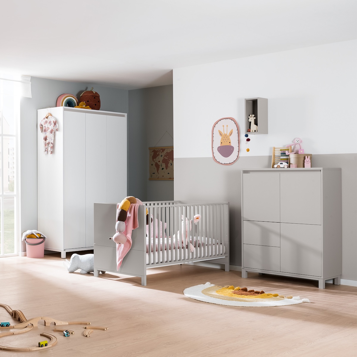 Highboard 2 portes 2 tiroirs OLLI Paidi gris manhattan