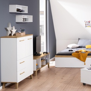 Highboard 2 portes 2 tiroirs OSCAR Paidi Chêne Nebraska-blanc