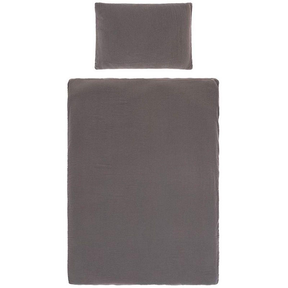 Housse de couette 100x140cm GOTS Muslin Laessig anthracite