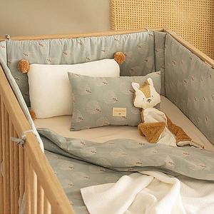 Housse de couette 100x150cm HIMALAYA Nobodinoz white gatsby-antique green