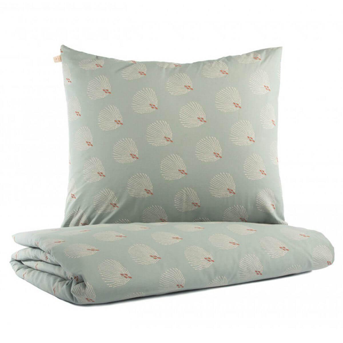 Housse de couette 150x200cm HIMALAYA Nobodinoz white gatsby-antique green