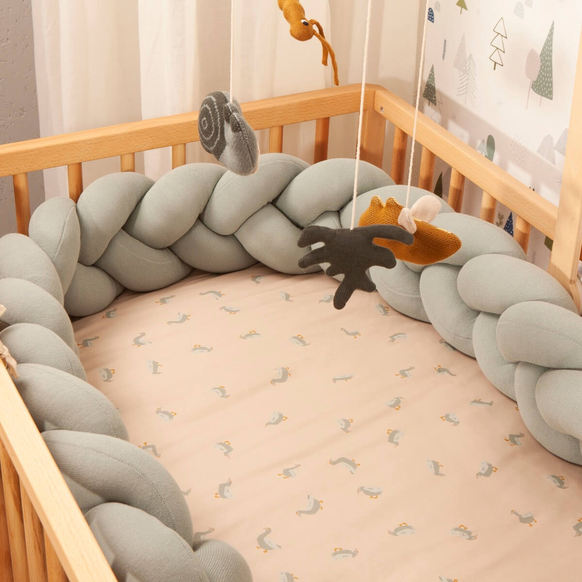 Housse de couette Baby DUCKS beige bleu 100x140cm et taie 40x40cm