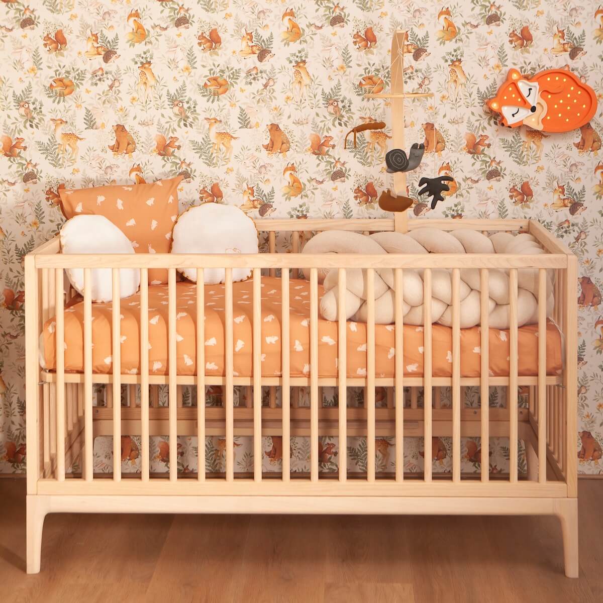 Housse de couette Baby RABBITS orange 100x140cm et taie 40x40cm