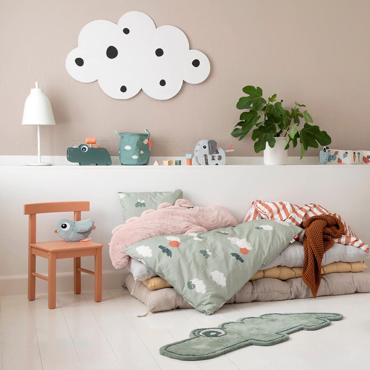 Housse de couette junior HAPPY CLOUDS Done by Deer vert