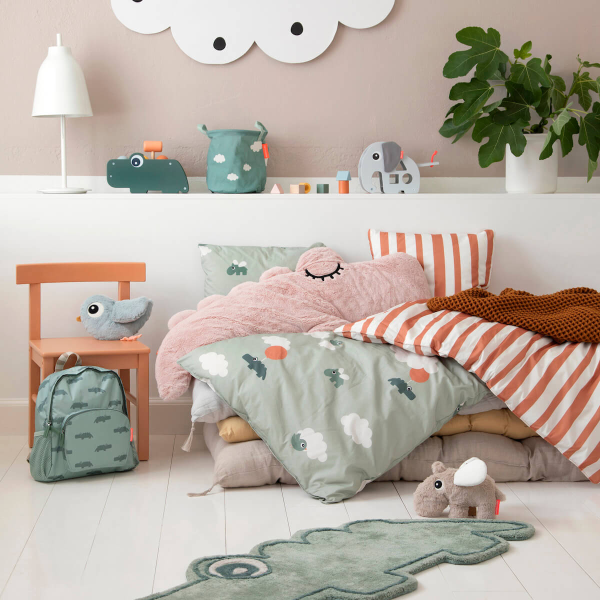 Housse de couette junior HAPPY CLOUDS Done by Deer vert