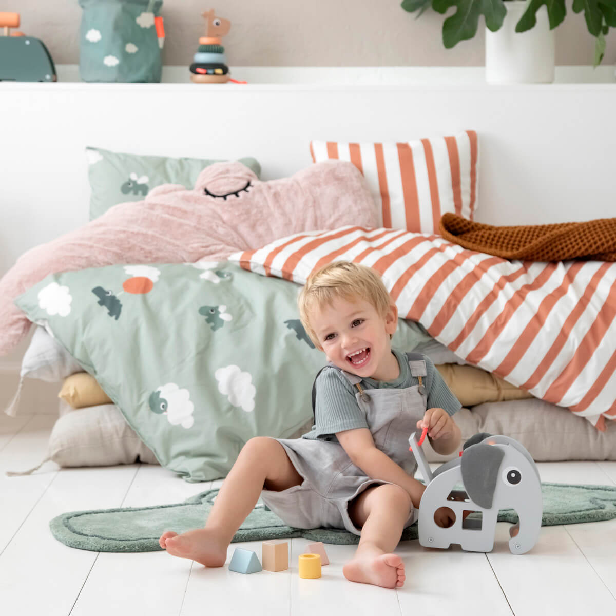 Housse de couette junior HAPPY CLOUDS Done by Deer vert
