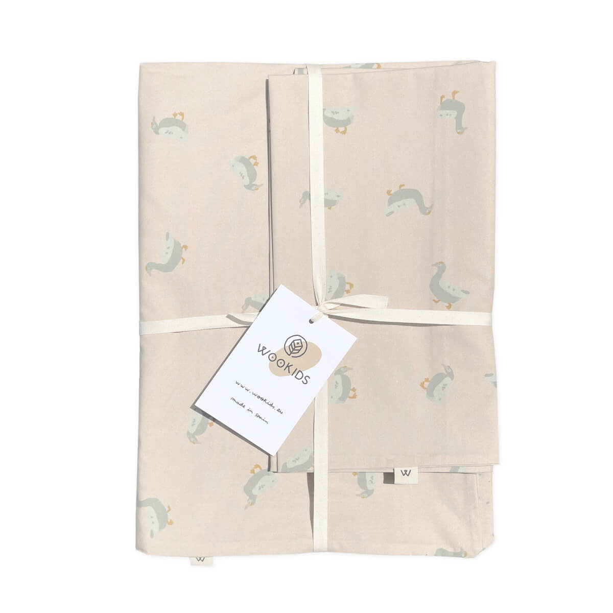 Housse de couette Kids DUCKS beige 140x200cm et taie 60x60cm