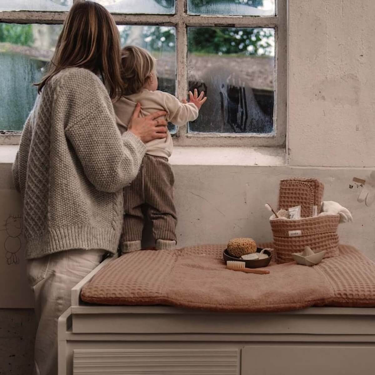 Housse matelas à langer 90x78cm Wafel AMSTERDAM Bonn Koeka caffe