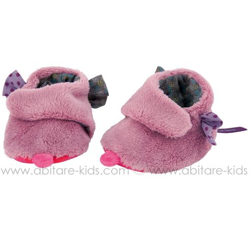 JOLIS PAS BEAUX by Moulin Roty Chaussons fourrure parme 0-6 mois HCMO