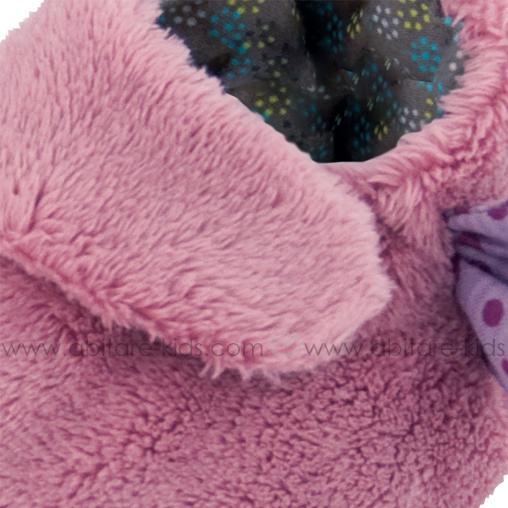 JOLIS PAS BEAUX by Moulin Roty Chaussons fourrure parme 0-6 mois HCMO