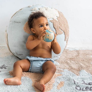Jouet à mordiller EARTHY THE WORLD BALL Oli&Carol blue